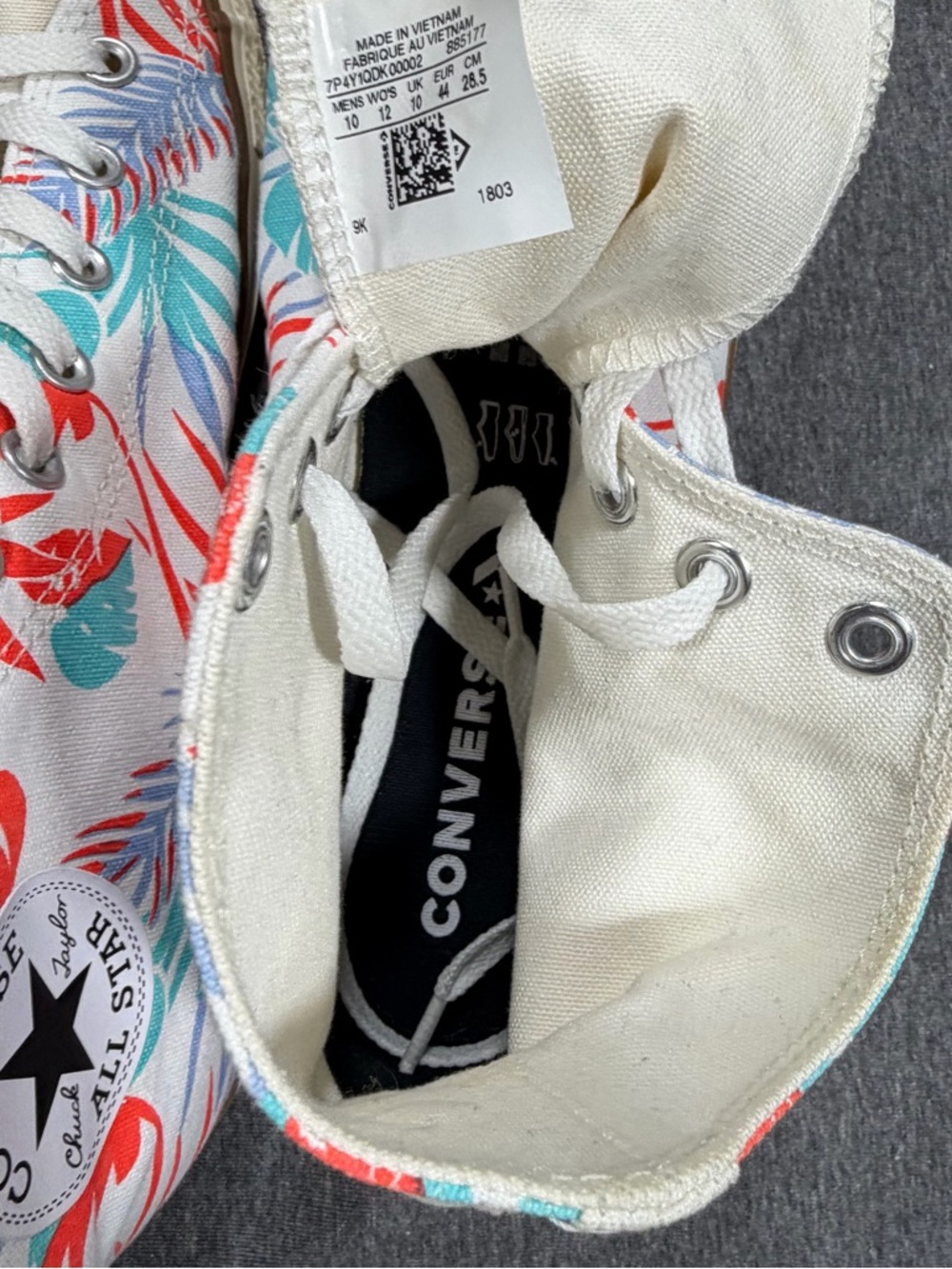 Converse All Star Chuck Taylor High Top Sneakers Tropical Print Mens Size 10 - Picture 9 of 10